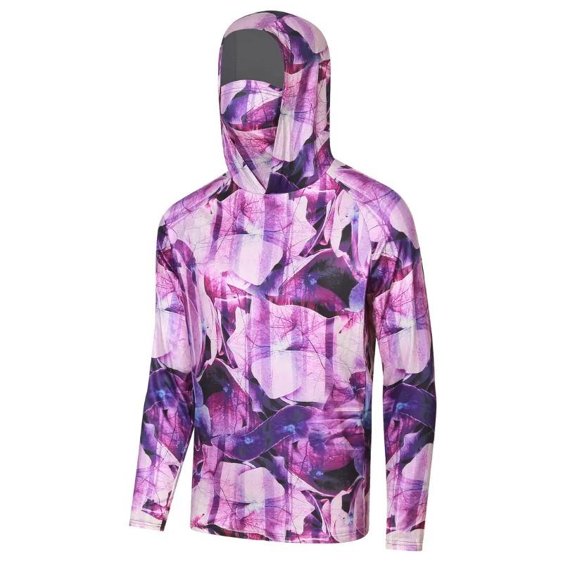 2024 Fishing Shirts Summer Mens Hooded Fishing Shirt Mask UV Hoodie Quick Drying Men's Long Sleeves Fishing Wear