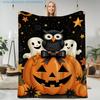1pc Halloween-Themed Owl And Pumpkin Printed Blanket, Halloween Atmosphere, Multi-Size Available, Suitable for Living Room, Bedroom, Study, Office, Ou