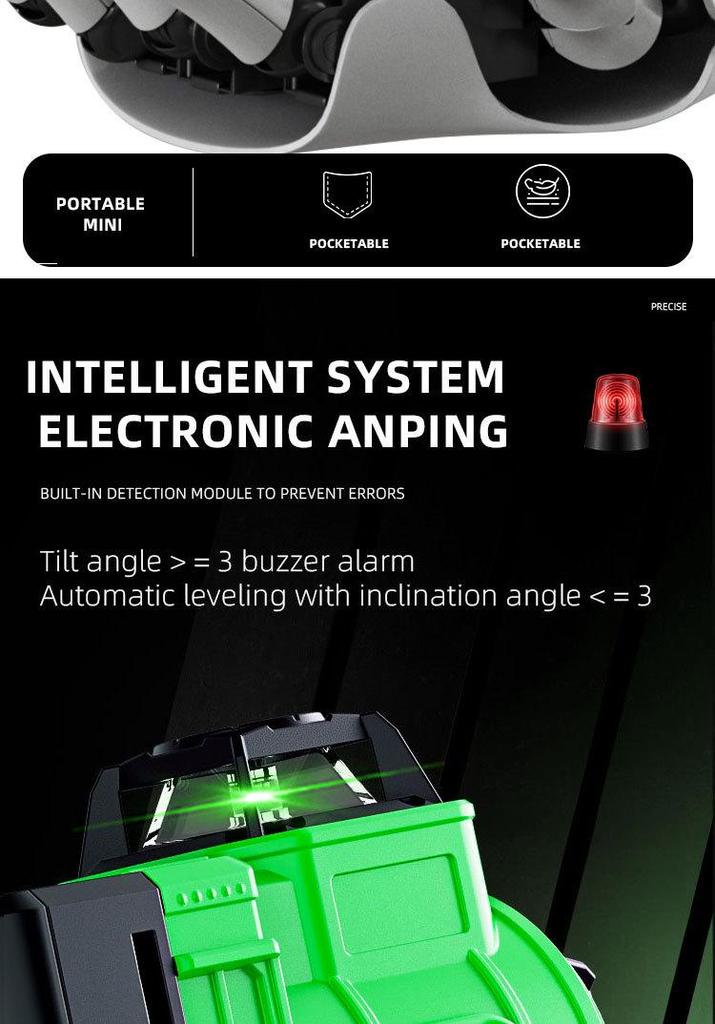 4D16 Green Laser Level for Outdoor Use - High Precision Mini Level Tool