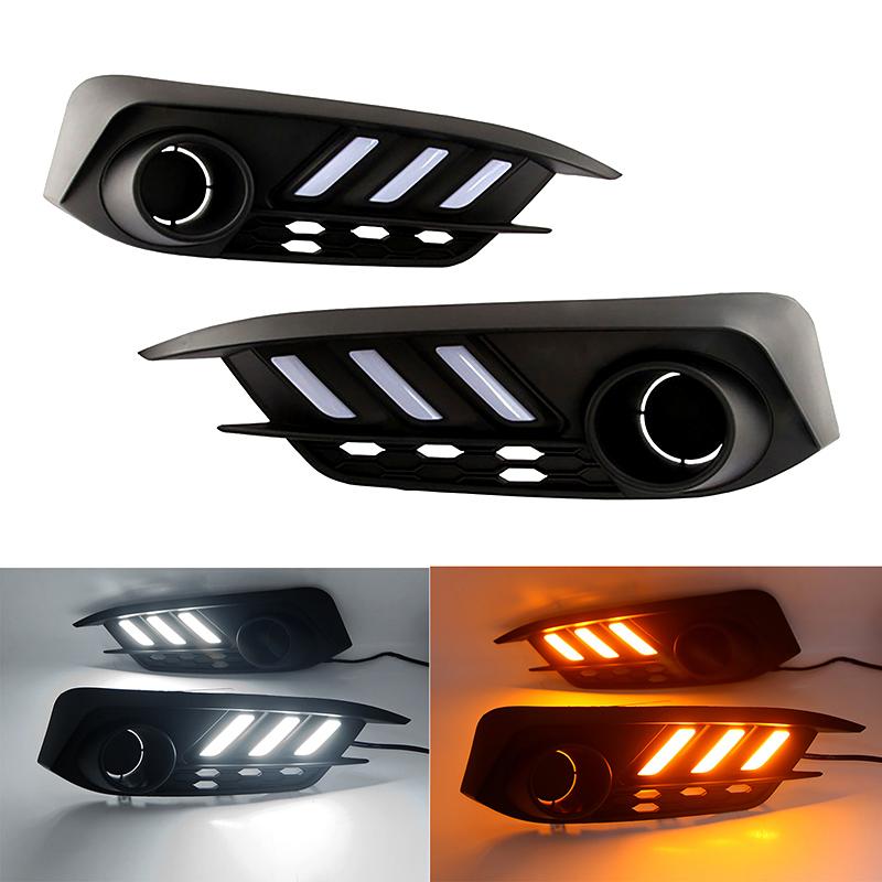 2Pcs/Pair LED Daytime Running Lamp White Light Car Led Turn Signal Lamp Amber Light Fit For Honda Civic 10th Gen Sedan 2016-2019