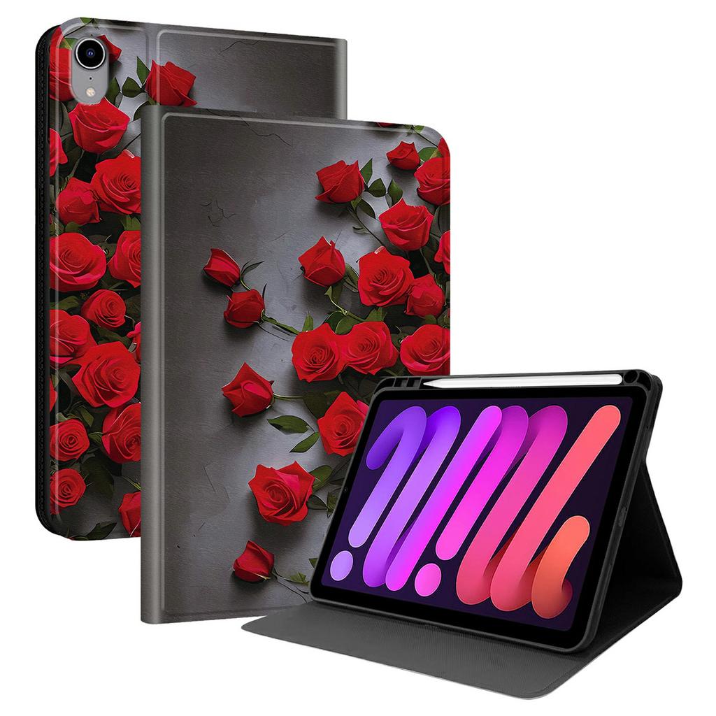 For iPad mini (2024) PU Leather Case Pattern Print Tablet Cover Stand with Pen Slot (Stylus Not Included)