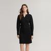 ELLE Elegant V-Neck Solid Color Midi Dress With Long Sleeves Women dresses Black EL48980