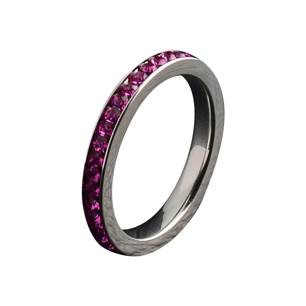 Stainless Steel Diamond Encrusted Birthstone Multicolored Ring Size 6 To 9