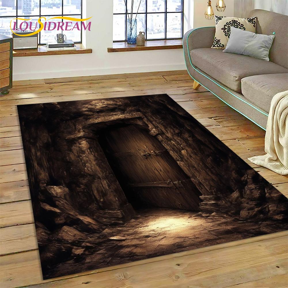 Illusion God's Temple Door Gate Carpet Rug for Living Room Bedroom Home Sofa Decoration,Kids Play Rug Floor Mat