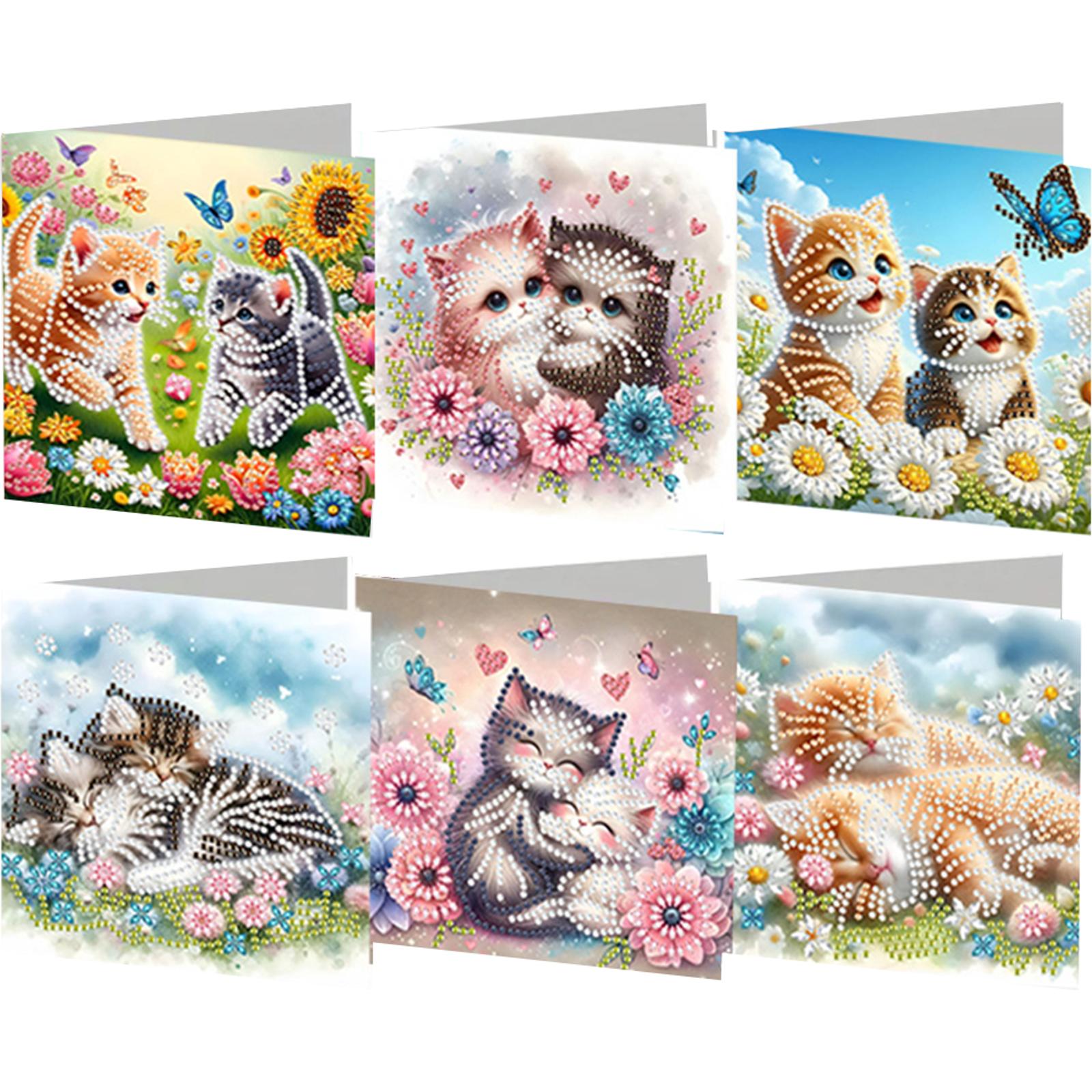 

6PCS DIY Diamond Art Greeting Cards Animal Pattern Diamond Art Handmade Cards for Xmas Birthdays Thanksgiving & Special Occasion