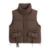 Color women's clothing spring and autumn new cotton-padded vest drawstring stand-up collar sleeveless vest