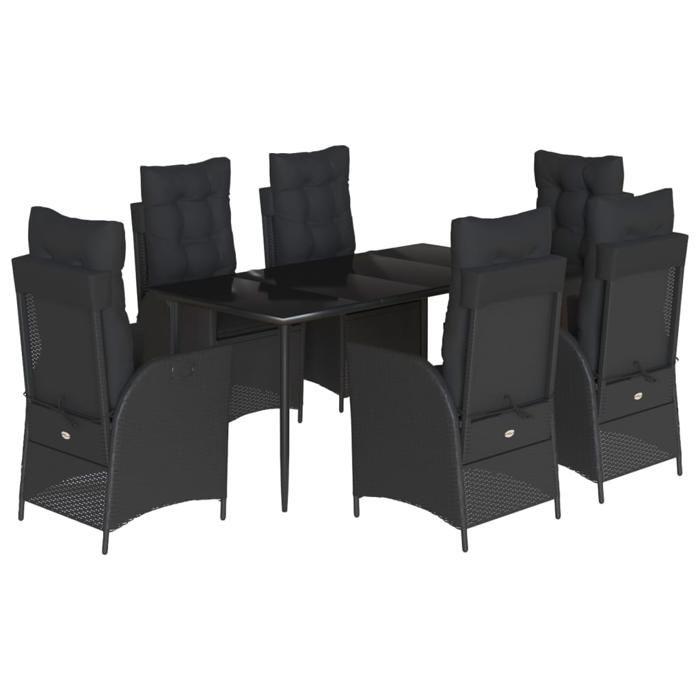 VidaXL 7-Piece Garden Dining Set with Cushions, Table and Chairs with Adjustable Backrest, Outdoor Furniture, 3213180