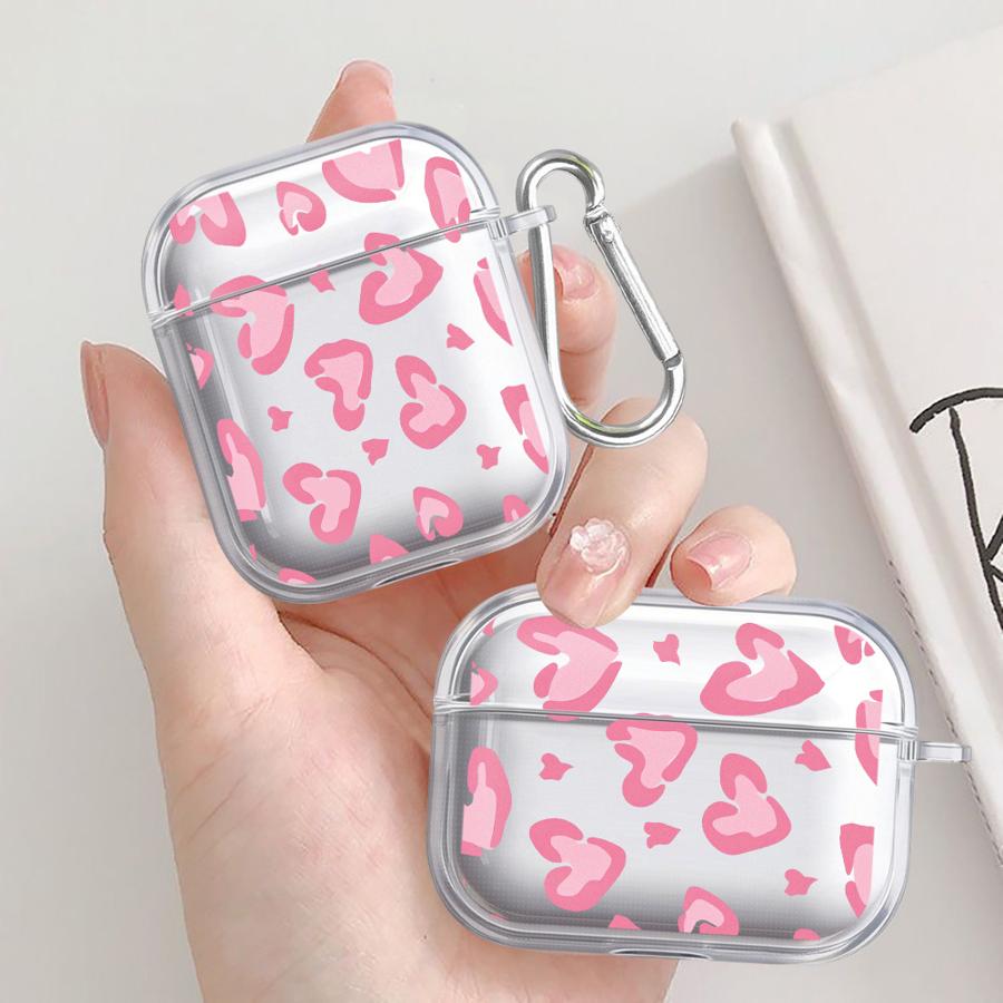 Clear Earphone Cases Cover Case For Airpods 2 Pro2 4 Pro 1 3 Pro3 Pink Leopard Print
