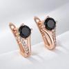 Shiny Black Natural Zircon English Earrings Luxury  Rose Gold Color High Quality Women Daily Fine Ethnic Jewelry