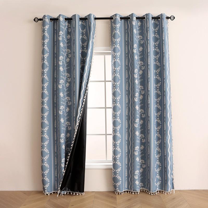 Blackout Curtain Vintage Floral Eyelet Bedroom Living Room Small Fresh Style