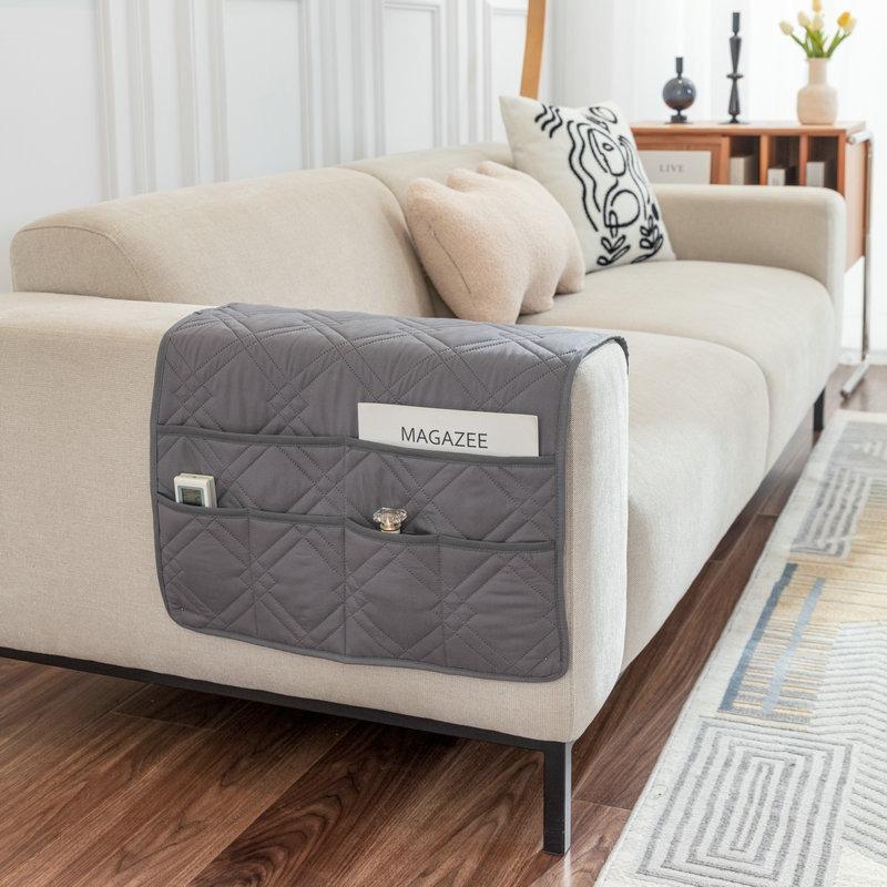 Armrest Pad With Storage Layer For Sofa Home Decor Suitable All Seasons Modern And Simple Sofa Armrest Pad Sofa Cover Khaki Gray 50x90cm 197x35inch 3290₽