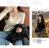 Gray Lace V-Neck Knit Sweater - Women's Slim Fit Long Sleeve Hollow Out Top for Autumn/Winter