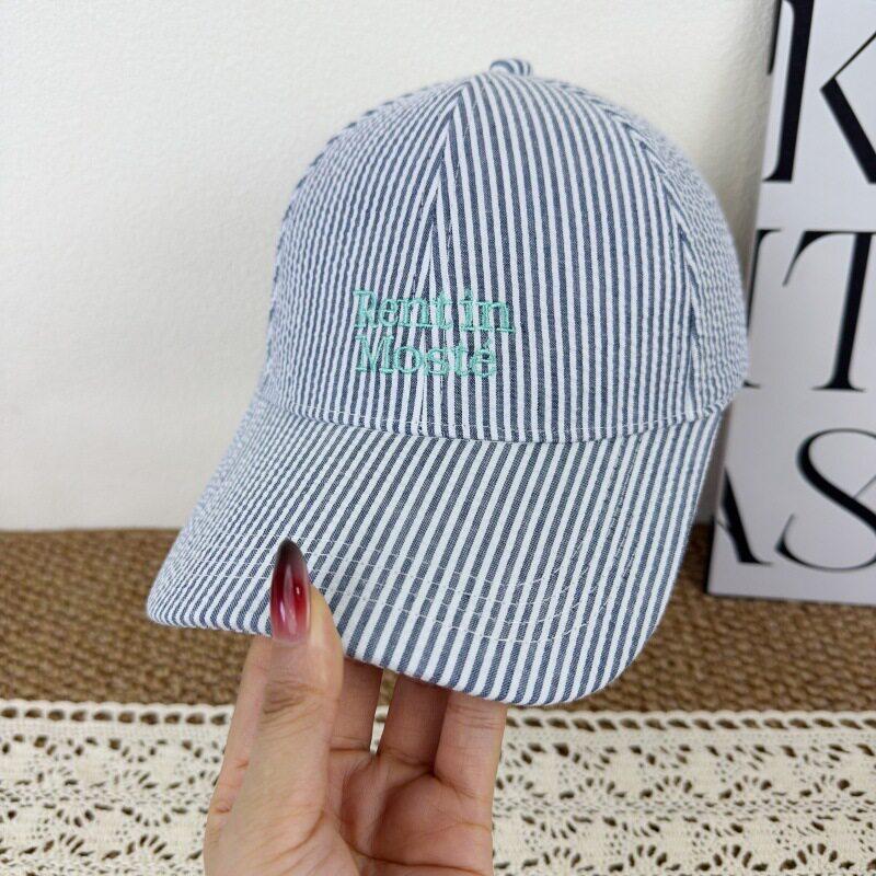 New quick-drying empty top light and breathable baseball cap women's fashion versatile striped embroidered letter sunshade cap