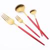 20 ks Sada nádobí z matného červeného zlata Západní příbory z nerezové oceli Nůž Vidlička na dort Čajová lžička Sada příborů Kuchyňské nádobí Stříbrné nádobí