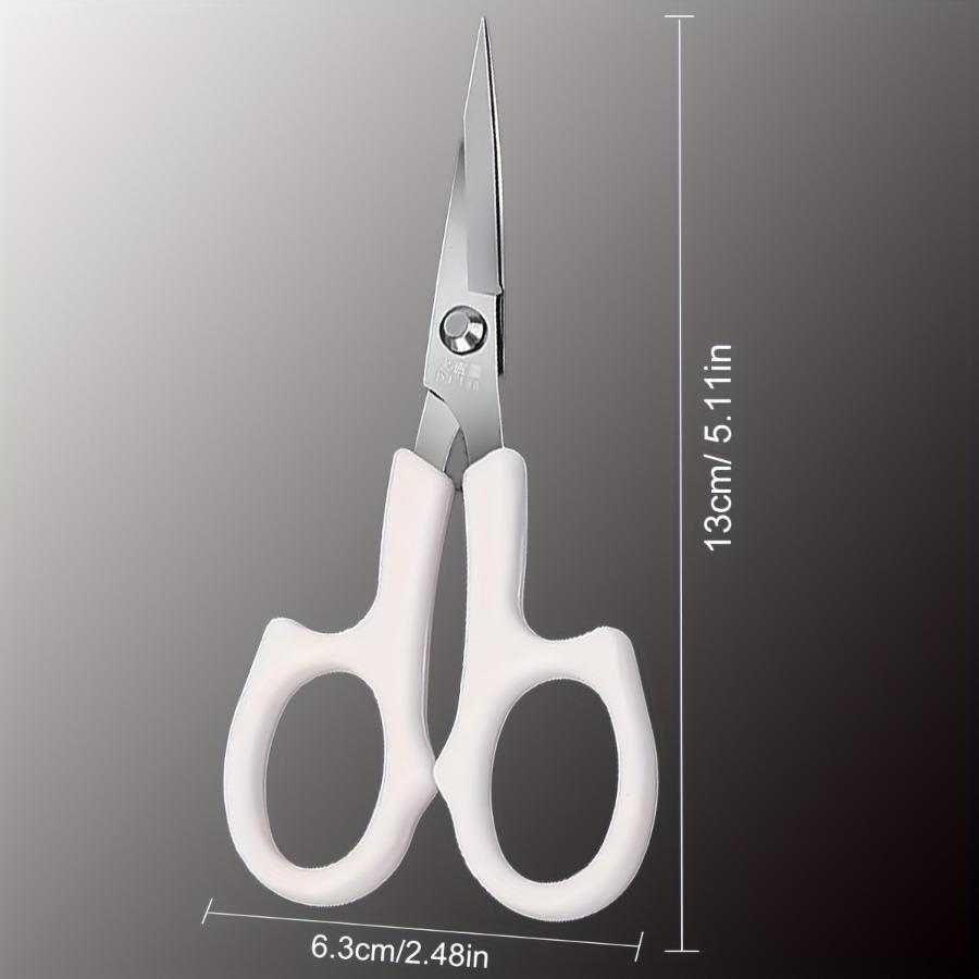 1pc Ergonomic White Handled Stainless Steel Embroidery Scissors | Bent Tip for Precision Cutting, Ideal for Sewing and Crafting Accessories