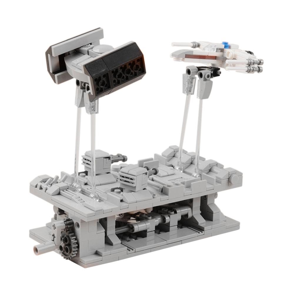 Gwiezdny Film MOC Ręcznie Nakręcany Statek Kosmiczny Myśliwiec X-Wing Bombowiec TIE Bieg w Okopach Pościg DIY Klocki Zabawki Dla Dzieci Prezent
