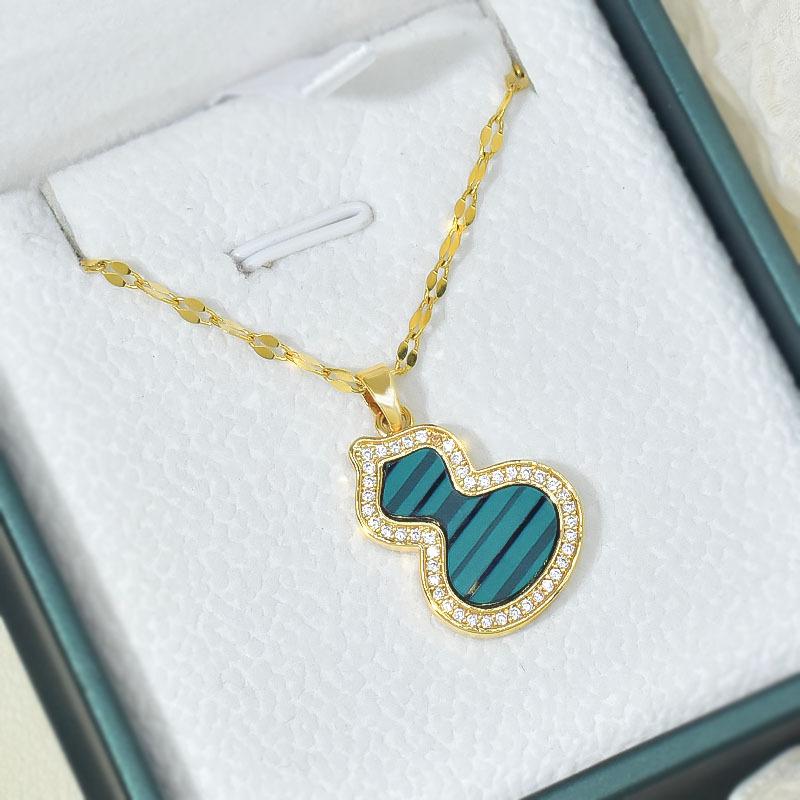 Gourd Necklace Women'S Trend High-End Versatile Inlaid Fritillary Collarbone Chain
