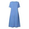 Summer O Neck Buttons A-line Loose Dress Short Sleeve Elegant Pleated Casual Dress Large Size Party Solid Color Fashion Ladies Female Simple Clothing