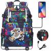 Mochila USB con Estampado de Luffy para Adolescentes Estudiantes Ligera Gran Capacidad Viaje Doble Correa de Hombro Resistente al Agua Mochila Escolar para Niños Niñas