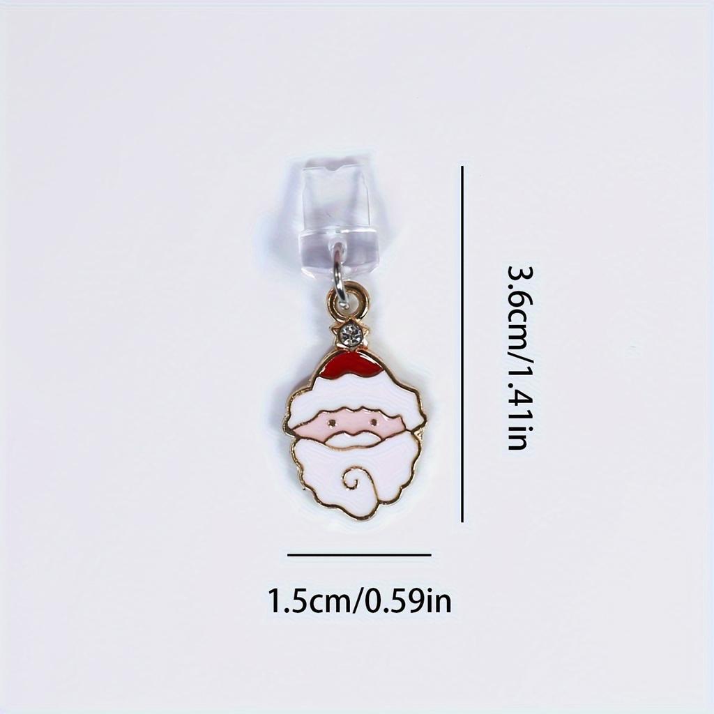 1pc Christmas Themed Phone Charm Dust Plug, Santa Claus & Tree Design, Metal Holiday Cellphone Accessory for IPhone/Samsung/Type-C Ports