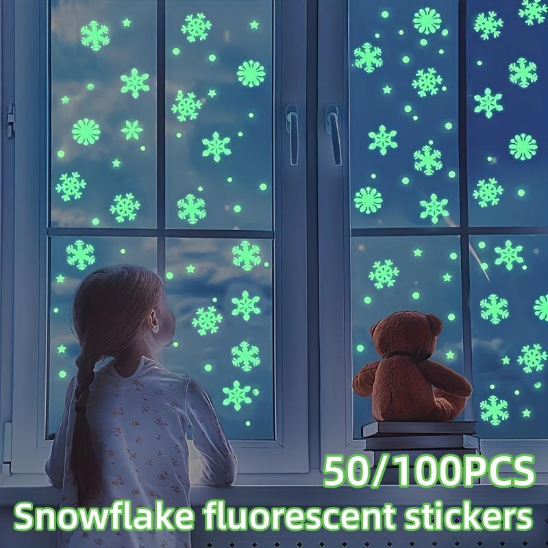 50/100PCS Luminescent Snowflake Wall Stickers, Mini Christmas Snowflake Luminous Wall Decoration Suitable For Home Bedroom Baby Room Decoration