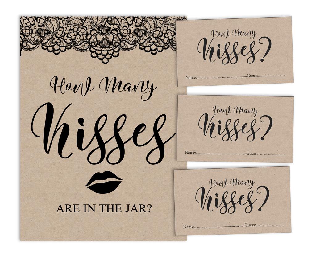 Inkdotpot How Many Kisses In The Jar White Victorian Black Lace Kraft Bridal Shower Game 1 Sign   30