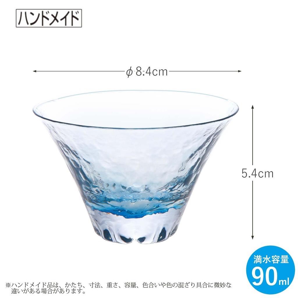Toyo Sasaki Glass Good Luck Fujimi Sakura Design 10371 In Perfect for Alcohol Cup, (Blue) [Made Japan, 90ml, Lovers]