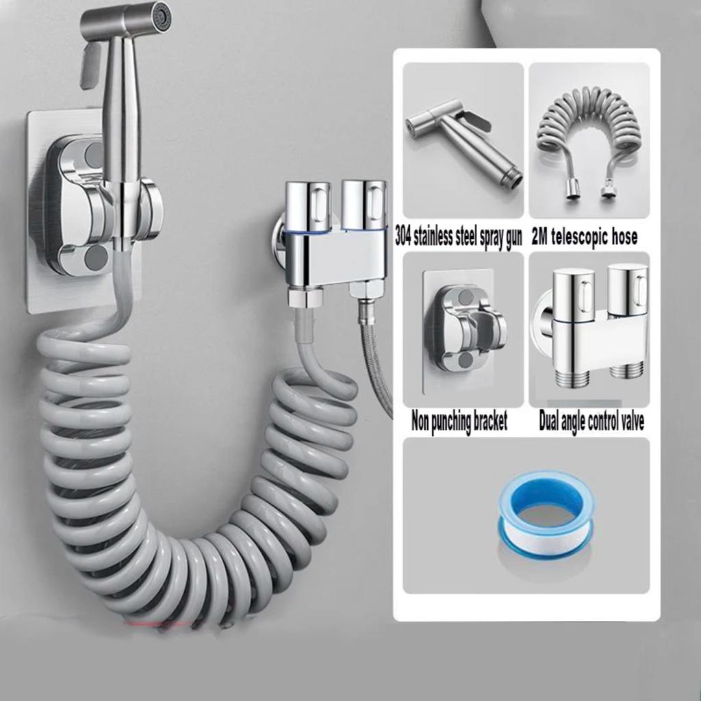 Handbrause für Toilette, Bidet, Wasserhahn, Sprayer, Edelstahl, Badezimmer-Bidet, Sprayer-Set, Handbrause, Duschkopf, selbstreinigend, ohne Schlag