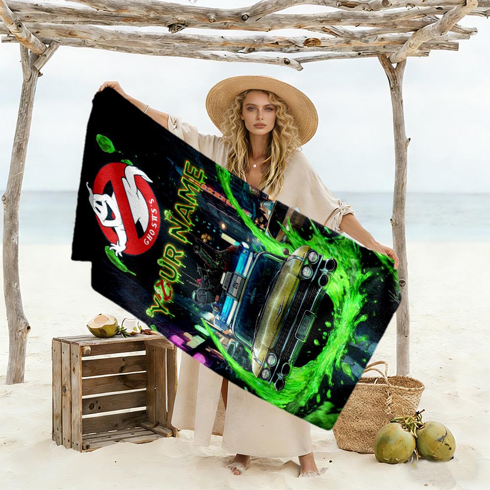Ghostbusters Customize Text Beach Towel High Absorbency & Quick-Dry