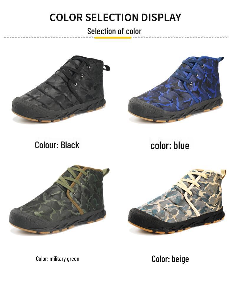 Men's High-Top Camouflage Waterproof Snow Boots - Non-Slip Outdoor Velvet-Lined Casual Cotton Shoes