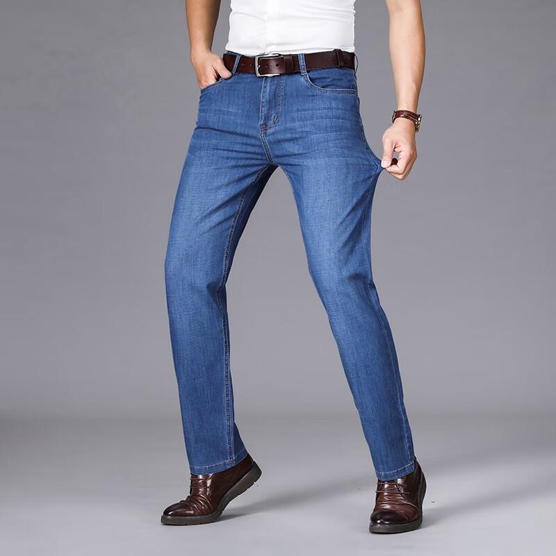 Herren Sommer Lockere Straight Leg Stretch Denim Jeans