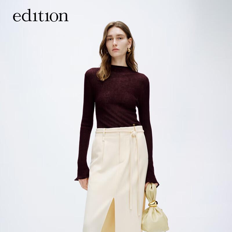 Edition Women's Lightweight Pure Wool Ribbed Sweater