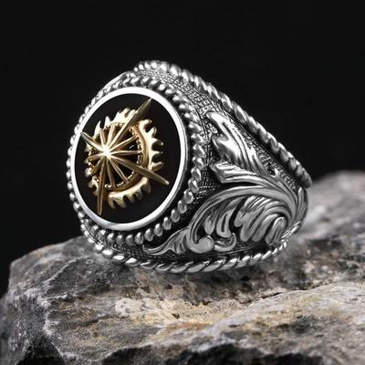 Men's Hip-hop Retro Light European Food Ring Single Trendy Ring Domineering