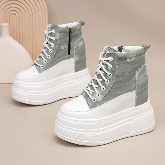 

Fashion Platform Platform Canvas High-top Shoes Ultra-high Heel Increase 10CM Small Casual Sports Shoes Women s Single Shoes 40