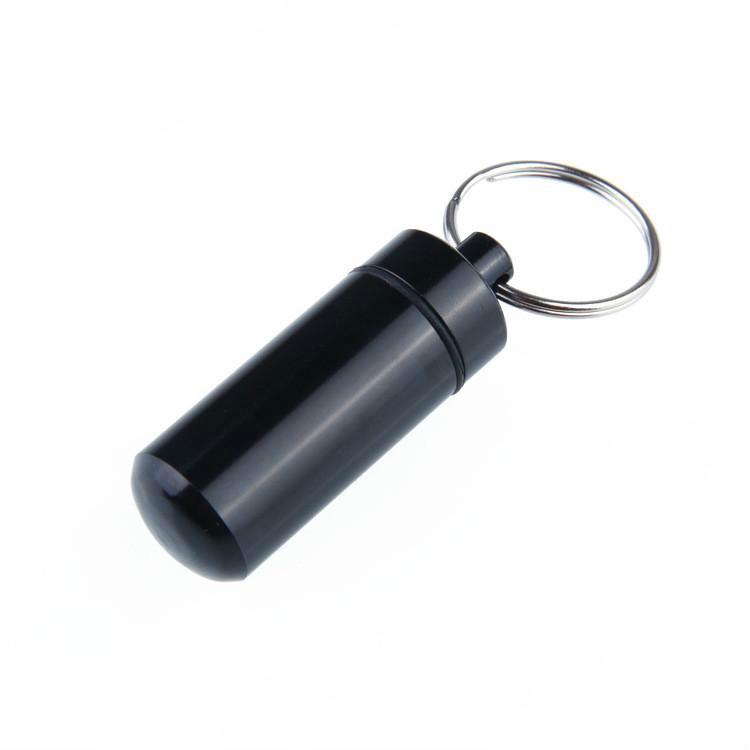 Wasserdichte Aluminiumlegierung Pille Medizin Box Fall Halter Behälter Kapsel Flasche Schlüsselanhänger