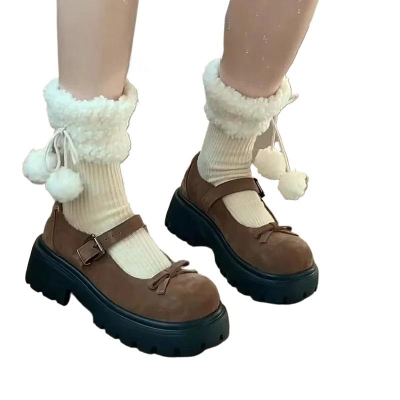 fashion 2024 Hot Sale Women's Shoes Buckle Strap Women's High Heels Fashion Butterfly-knot Dress Pumps Women New Round Toe Mary Janes