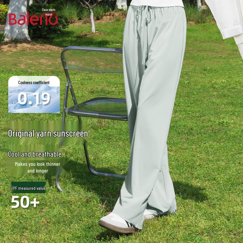 

Baleno Women s Ice Silk Sunscreen High-Waist Wide-Leg Pants S
