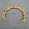 Gothic Lolita KC Halo Crown Headband Gold Leaves Flowers Headpiece Women Sun Goddess Queen Anna Baroque Angel Tiara Accessories