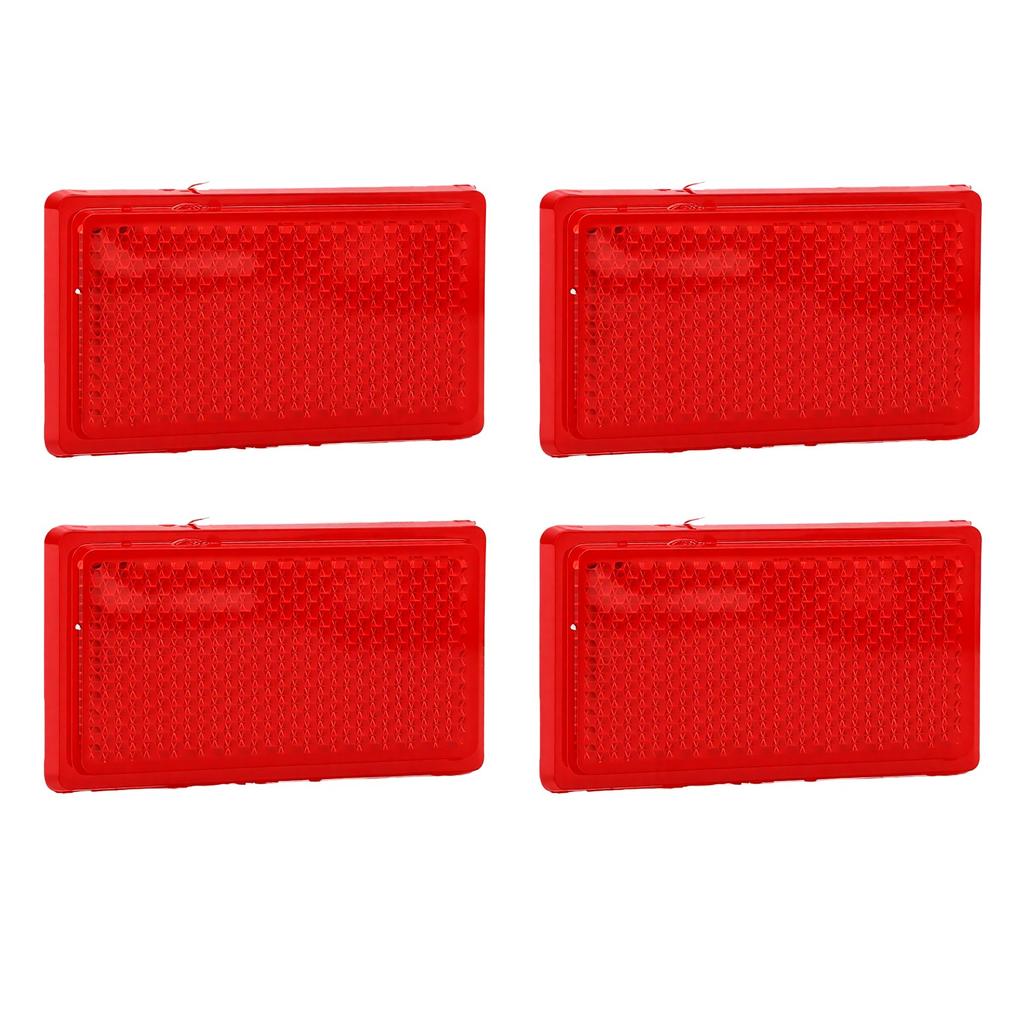 4pcs Rectangle Reflectors Red High Visibility 65x35mm Self Adhesive Safety Reflectors for Cars Trucks RVs Boats