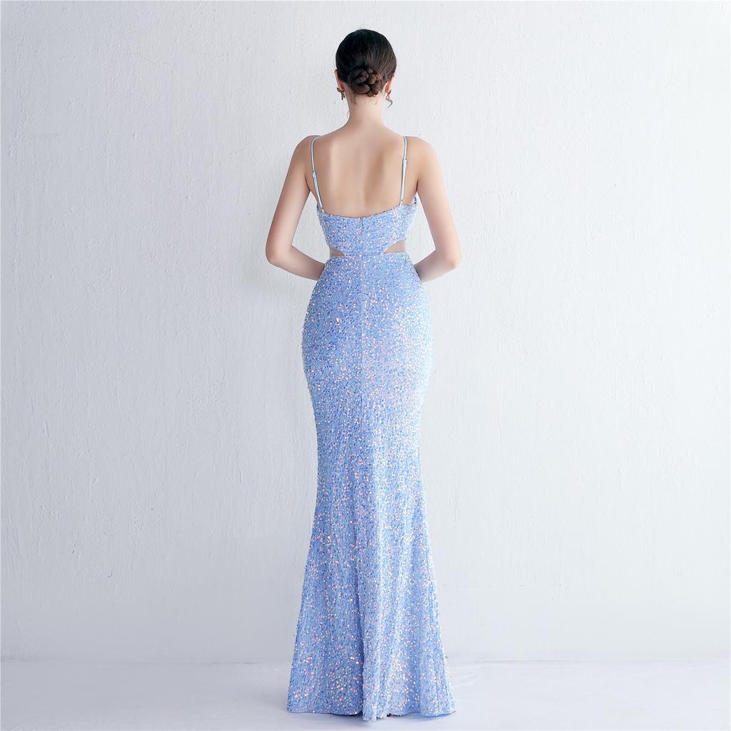 Vestido longo de lantejoulas para festa, vestido noturno para banquete, vestidos de noite
