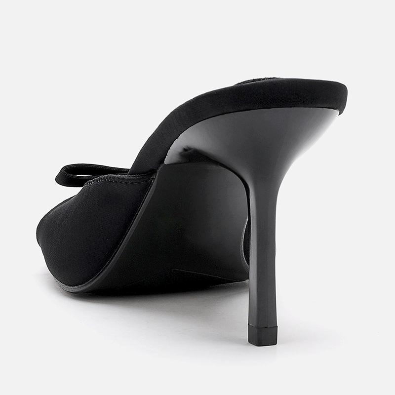 Mode Elegante Spitzschuhe Damen Hausschuhe 2025 Sommer Neu High Heels Modische Schmetterlingsknoten Sandalen Schwarze Stiletto Schuhe Mujer