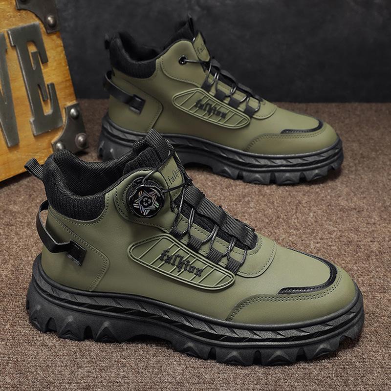 Men S Retro British Style Thick Sole High Top Work Martin Boots
