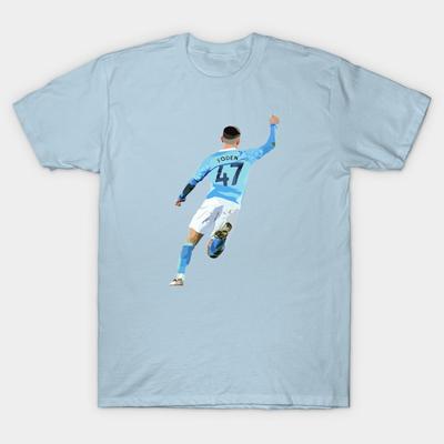 Men Black Print T-shirt Phil Foden No-Cut Transfer Paper Print Cotton Tshirt