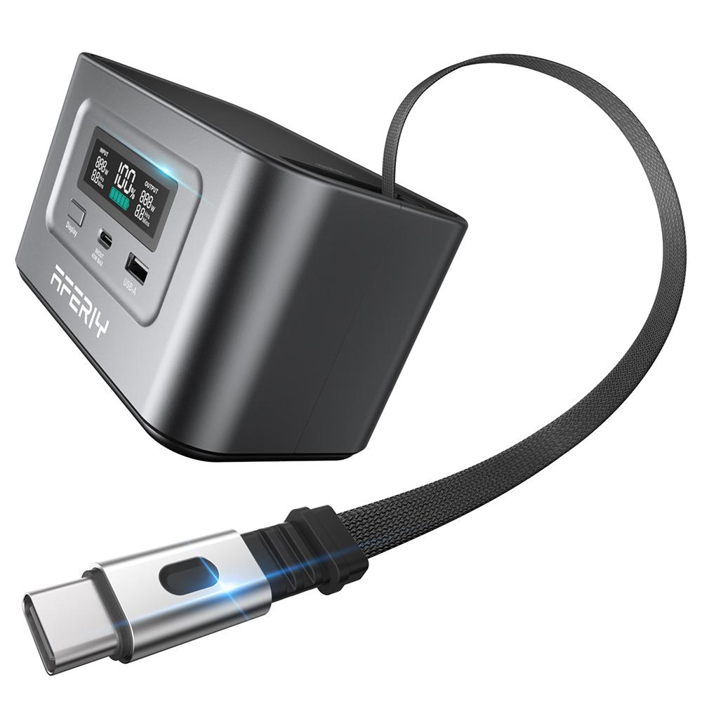 AFERIY Nano100 Portable Power Station, 100W 99.2Wh, Telescopic Type-C Cable, Carry-on Airplane, 1.5h Full Charge