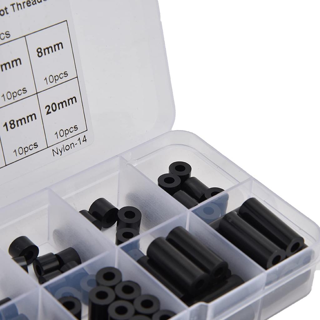 PENGLIN 100 Peças Arruela Espaçadora Redonda de Nylon para Parafusos M3, Espaçador Redondo de Nylon ABS