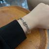 Silver Oxidized Roman Knot Open Bangle - Luxurious Twist Hip Hop Bracelet