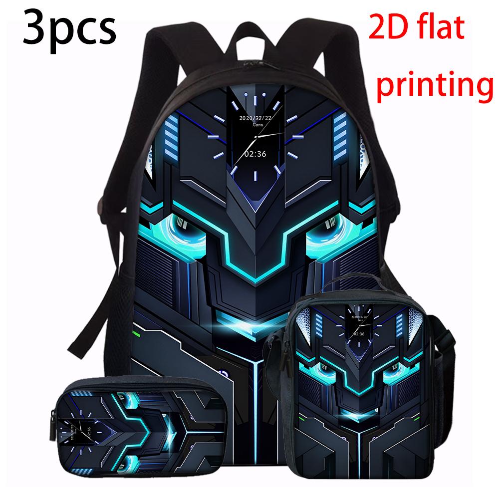 1/2/3/4/5PCS Robot Graphic Backpack Set | Ideal for School & Daily Travel