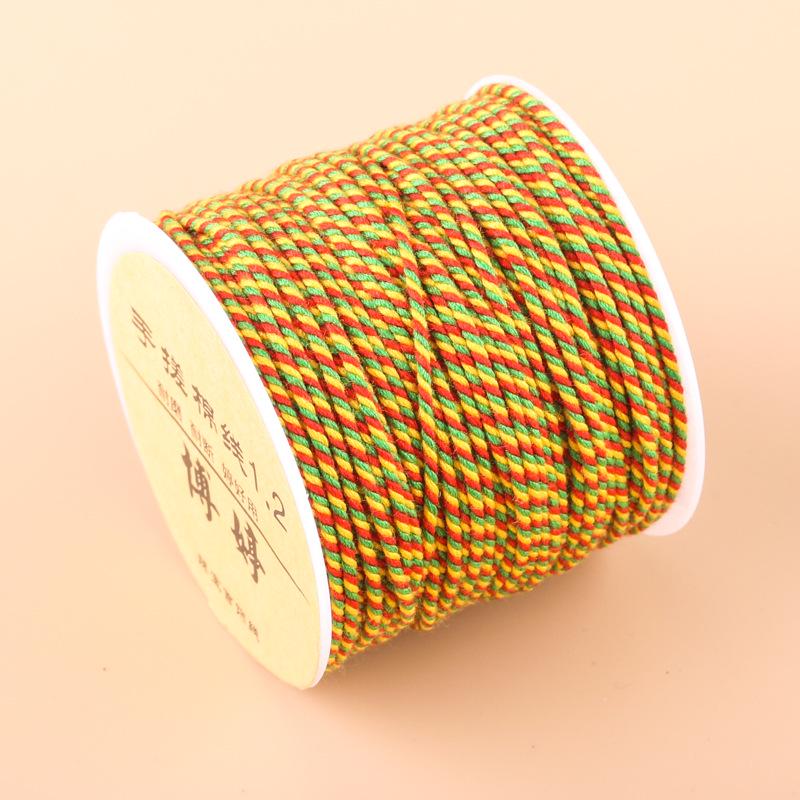 20m Multicolor Tie-Dyed Cotton Thread for DIY Moon Bodhi Bracelet