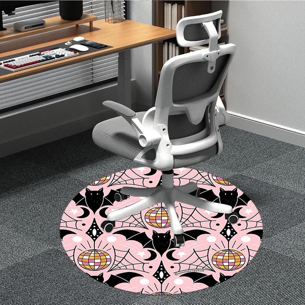 1pc Bat PrintChair Carpet for Office, Indoor Non-Slip Washable Polyester Fiber Carpet, Mat For Office, Machine Washable