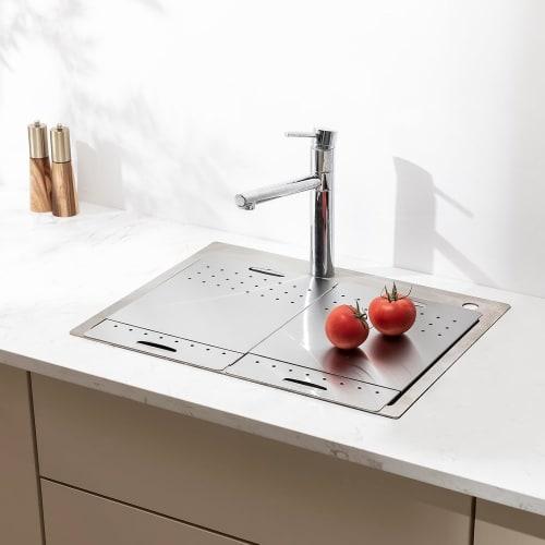 Expandable Over-the-Sink Cutting Board, Stainless Steel, Dish Drainer Rack, Kitchen Board, Tabletop Cutting Board, Dish Drainer with Drain Holes, Larg